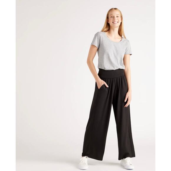 Quince Pants - QUINCE Black French Terry Modal Wide Leg Pants NWT Size Small